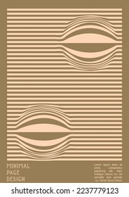 Geometrisches Poster-Design mit optischem Illusionseffekt.  Minimale Kollektion von psychedelischen Titelseiten. grauer Hintergrund. Fluid Stripes Art. Swiss Design. Vektorgrafik für den Bericht, 