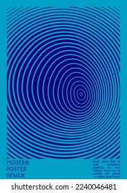 Geometrical Poster Design with Optical Illusion Effect.  Modern Psychedelic Cover Page Collection. Monochrome Wave Lines Background. Fluid Stripes Art. Swiss Design. Vector Illustration for Banner. 