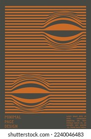 Geometrical Poster Design with Optical Illusion Effect.  Minimal Psychedelic Cover Page Collection. Grey Wave Lines Background. Fluid Stripes Art. Swiss Design. Vector Illustration for Booklet. 