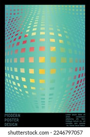 Geometrical Poster Design with Optical Illusion Effect.  Modern Psychedelic Cover Page Collection. Rainbow Wave Lines Background. Fluid Stripes Art. Swiss Design. Vector Illustration for Banner. 