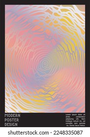 Geometrical Poster Design with Optical Illusion Effect. Minimal Psychedelic Cover Page Collection. Colorful Wave Lines Background. Fluid Stripes Art. Swiss Design. Vector Illustration for Placard.