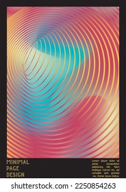 Geometrical Poster Design with Optical Illusion Effect.  Minimal Psychedelic Cover Page Collection. Brown Wave Lines Background. Fluid Stripes Art. Swiss Design. Vector Illustration for Brochure.