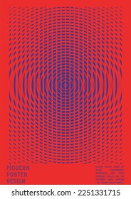 Geometrical Poster Design with Optical Illusion Effect.  Modern Psychedelic Cover Page Collection. Colourful Wave Lines Background. Fluid Stripes Art. Swiss Design. Vector Illustration for Booklet. 