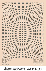 Diseño de afiches geométricos con efecto de ilusión óptica.  Colección mínima de portadas psicodélicas. Fondo de las líneas de ondas grises. Arte de Rayas Fluidas. Diseño Suizo. Ilustración vectorial para presentación