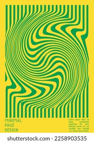 Diseño de afiches geométricos con efecto de ilusión óptica.  Colección moderna de portadas psicodélicas. Fondo de las líneas onduladas monocromáticas. Arte de Rayas Fluidas. Diseño Suizo. Ilustración vectorial para pancarta. 