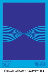 Geometrical Poster Design with Optical Illusion Effect.  Modern Psychedelic Cover Page Collection. Monochrome Wave Lines Background. Fluid Stripes Art. Swiss Design. Vector Illustration for Magazine.