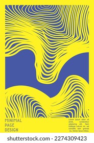 Geometrical Poster Design with Optical Illusion Effect.  Minimal Psychedelic Cover Page Collection. Neon Wave Lines Background. Fluid Stripes Art. Swiss Design. Vector Illustration for Report.