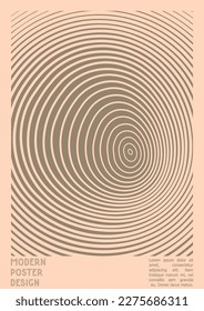 Geometrical Poster Design with Optical Illusion Effect.  Minimal Psychedelic Cover Page Collection. Grey Wave Lines Background. Fluid Stripes Art. Swiss Design. Vector Illustration for Report, 