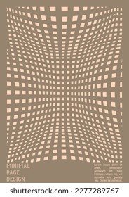 Geometrical Poster Design with Optical Illusion Effect.  Modern Psychedelic Cover Page Collection. Brown Wave Lines Background. Fluid Stripes Art. Swiss Design. Vector Illustration for Flyer,