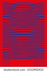 Geometrical Poster Design with Optical Illusion Effect.  Minimal Psychedelic Cover Page Collection. Bright Wave Lines Background. Fluid Stripes Art. Swiss Design. Vector Illustration for Report.