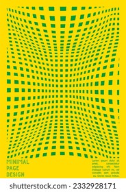 Geometrical Poster Design with Optical Illusion Effect.  Minimal Psychedelic Cover Page Collection. Neon Wave Lines Background. Fluid Stripes Art. Swiss Design. Vector Illustration for Brochure.