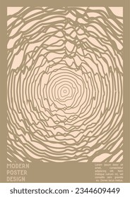 Geometrical Poster Design with Optical Illusion Effect.  Modern Psychedelic Cover Page Collection. Brown Wave Lines Background. Fluid Stripes Art. Swiss Design. Vector Illustration for Banner. 