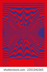 Geometrical Poster Design with Optical Illusion Effect.  Minimal Psychedelic Cover Page Collection. Bright Wave Lines Background. Fluid Stripes Art. Swiss Design. Vector Illustration for Brochure.