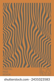 Geometrical Poster Design with Optical Illusion Effect.  Minimal Psychedelic Cover Page Collection. Grey Wave Lines Background. Fluid Stripes Art. Swiss Design. Vector Illustration for Banner. 