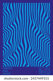 Geometrical Poster Design with Optical Illusion Effect.  Minimal Psychedelic Cover Page Collection. Neon Wave Lines Background. Fluid Stripes Art. Swiss Design. Vector Illustration for Banner. 