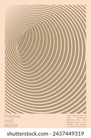 Geometrical Poster Design with Optical Illusion Effect.  Minimal Psychedelic Cover Page Collection. Grey Wave Lines Background. Fluid Stripes Art. Swiss Design. Vector Illustration for Booklet. 