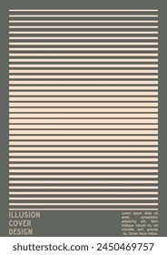 Geometrical Poster Design with Optical Illusion Effect.  Modern Psychedelic Cover Page Collection. Brown Wave Lines Background. Fluid Stripes Art. Swiss Design. Vector Illustration for Placard,