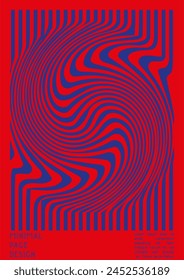 Geometrical Poster Design with Optical Illusion Effect.  Modern Psychedelic Cover Page Collection. Colourful Wave Lines Background. Fluid Stripes Art. Swiss Design. Vector Illustration for Booklet. 