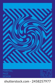Diseño de póster geométrico con efecto de ilusión óptica.  Colección de portada psicodélica moderna. Fondo de líneas de onda coloridas. Arte de rayas fluidas. Diseño suizo. Ilustración vectorial para Magazine.