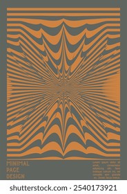 Geometrical Poster Design with Optical Illusion Effect.  Minimal Psychedelic Cover Page Collection. Grey Wave Lines Background. Fluid Stripes Art. Swiss Design. Vector Illustration for Flyer,