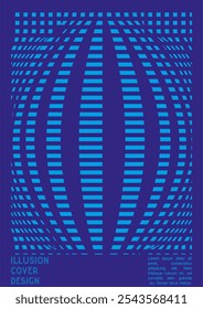 Geometrical Poster Design with Optical Illusion Effect.  Modern Psychedelic Cover Page Collection. Monochrome Wave Lines Background. Fluid Stripes Art. Swiss Design. Vector Illustration for Brochure.