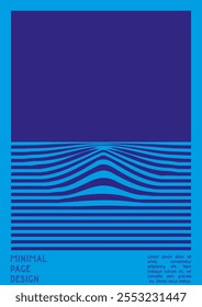 Geometrical Poster Design with Optical Illusion Effect.  Minimal Psychedelic Cover Page Collection. Monochrome Wave Lines Background. Fluid Stripes Art. Swiss Design. Vector Illustration for Placard.