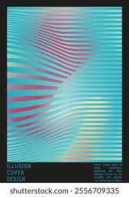 Geometrical Poster Design with Optical Illusion Effect.  Minimal Psychedelic Cover Page Collection. Brown Wave Lines Background. Fluid Stripes Art. Swiss Design. Vector Illustration for Report.