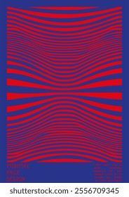 Geometrical Poster Design with Optical Illusion Effect.  Minimal Psychedelic Cover Page Collection. Neon Wave Lines Background. Fluid Stripes Art. Swiss Design. Vector Illustration for Report.