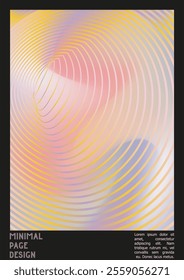 Geometrical Poster Design with Optical Illusion Effect.  Minimal Psychedelic Cover Page Collection. Colorful Wave Lines Background. Fluid Stripes Art. Swiss Design. Vector Illustration for Report.