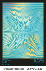 Geometrical Poster Design with Optical Illusion Effect.  Modern Psychedelic Cover Page Collection. Pastel Wave Lines Background. Fluid Stripes Art. Swiss Design. Vector Illustration for Magazine.