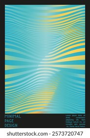 Geometrical Poster Design with Optical Illusion Effect.  Minimal Psychedelic Cover Page Collection. Brown Wave Lines Background. Fluid Stripes Art. Swiss Design. Vector Illustration for Placard.