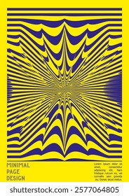 Geometrical Poster Design with Optical Illusion Effect.  Modern Psychedelic Cover Page Collection. Monochrome Wave Lines Background. Fluid Stripes Art. Swiss Design. Vector Illustration for Report.