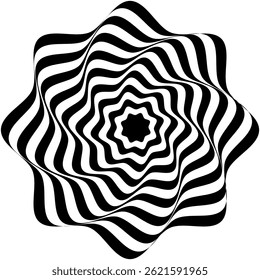 Geometrical Poster Design with Optical Illusion Effect.  Minimal Psychedelic Cover Page Collection. Brown Wave Lines Background. Fluid Stripes Art. Swiss Design. Vector Illustration for Report.