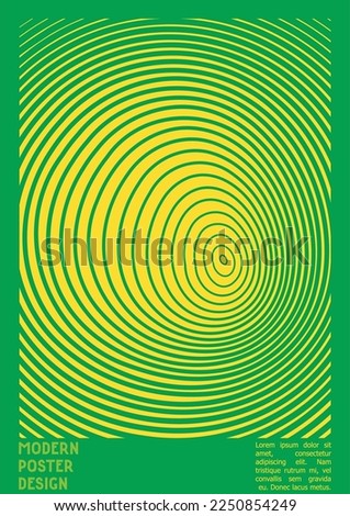 Geometrical Poster Design with Optical Illusion Effect.  Modern Psychedelic Cover Page Collection. Colourful Wave Lines Background. Fluid Stripes Art. Swiss Design. Vector Illustration for Flyer.