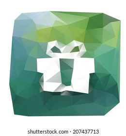 Geometrical present box icon, colorful polygonal background