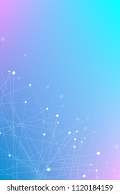 Geometrical purple blue vertical background of flying triangles. Connected triangles. Plexus. Backdrop for your design. Vector illustration. EPS 10