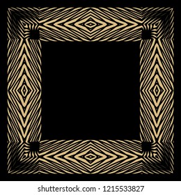 Geometrical rectangular ornament. A gold frame for monograms, a logo, invitation on a wedding. Vector.