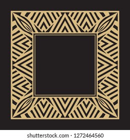 Geometrical rectangular ornament. A gold frame for monograms, a logo, invitation on a wedding. Vector.