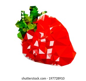 Geometrical red Strawberry Fruit vector Illustration