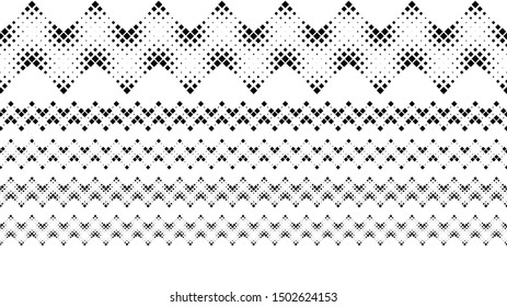 Geometrical repeating square pattern page separator set - black and white vector graphic design elements from diagonal squares