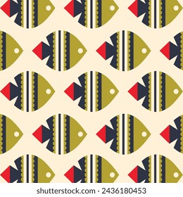 Geometrische Retro Fisch Hintergrund Tapete