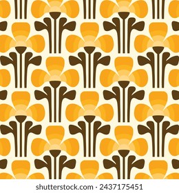 Geometrical Retro Florals Background Wallpaper
