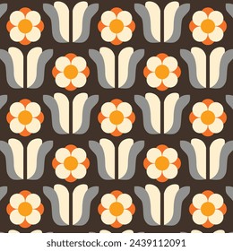 Geometrical Retro Florals Background Wallpaper