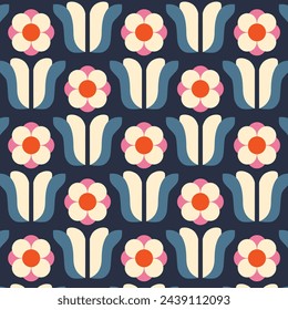 Geometrical Retro Florals Background Wallpaper