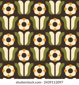 Geometrical Retro Florals Background Wallpaper