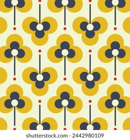 Geometrical Retro Florals Background Wallpaper