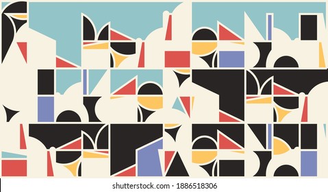 Geometrical retro pattern background with colorful shapes