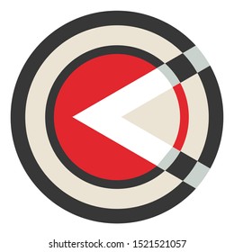 Geometrical round circle triangle crossing logo. Vector flat illustration