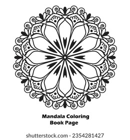 Geometrical round Coloring Book Mandala Design 