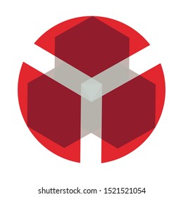 Geometrical round crossing logo. Vector flat illustration